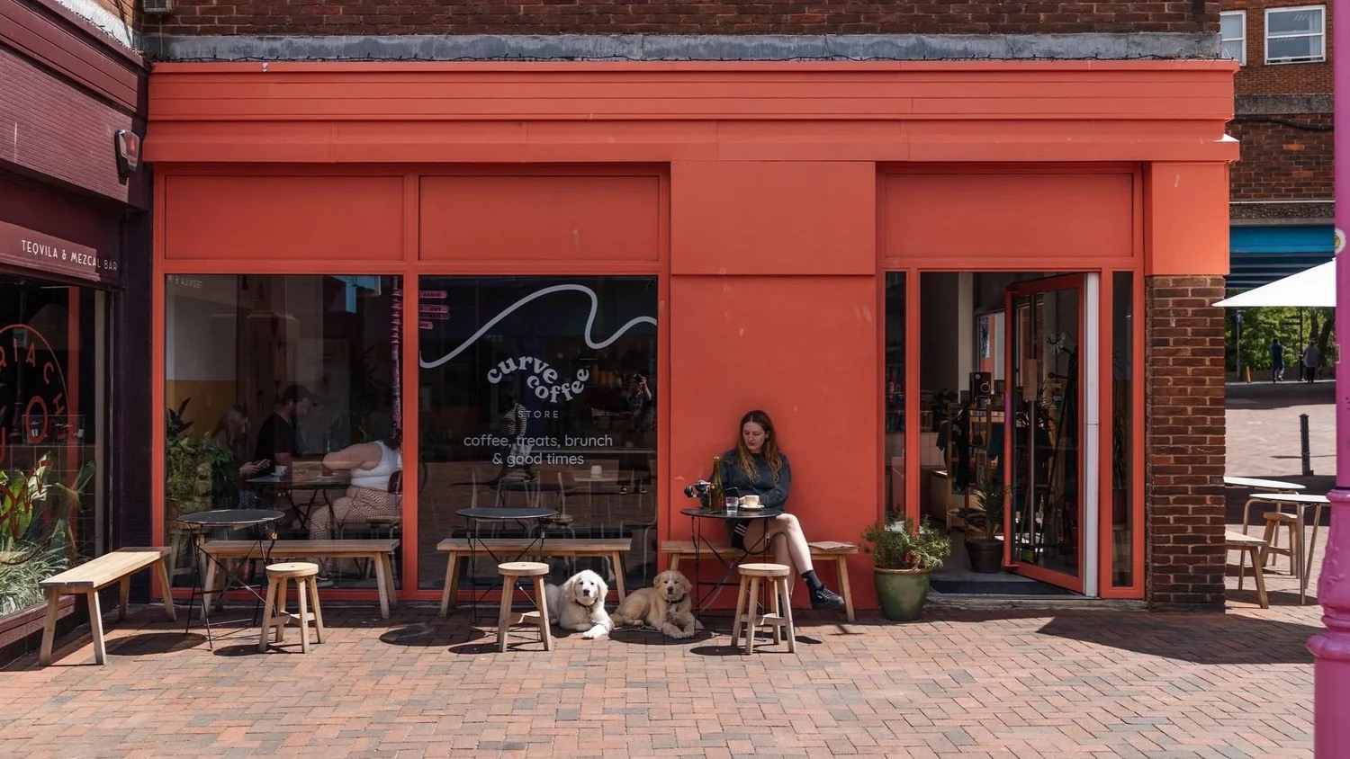 The orange shopfront of the Curve Coffee café in Margate